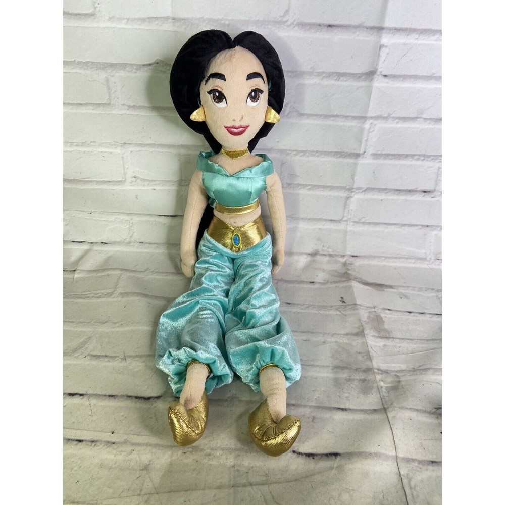 Disney Store Aladdin Jasmine Stuffed Plush Doll With Blue Green Outfit